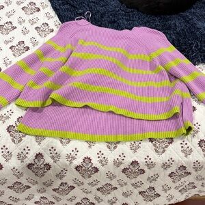 Jessica Simpson Purple and Green Off-the-Shoulder Sweater